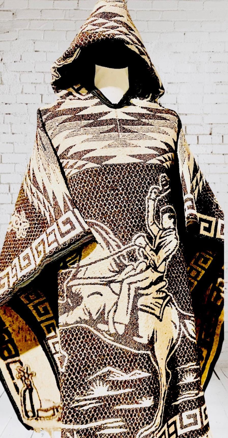 Mexican Poncho Sarape Riding Cowboy in a Horse Poncho Mexicano Sarape Vaquero en Caballo