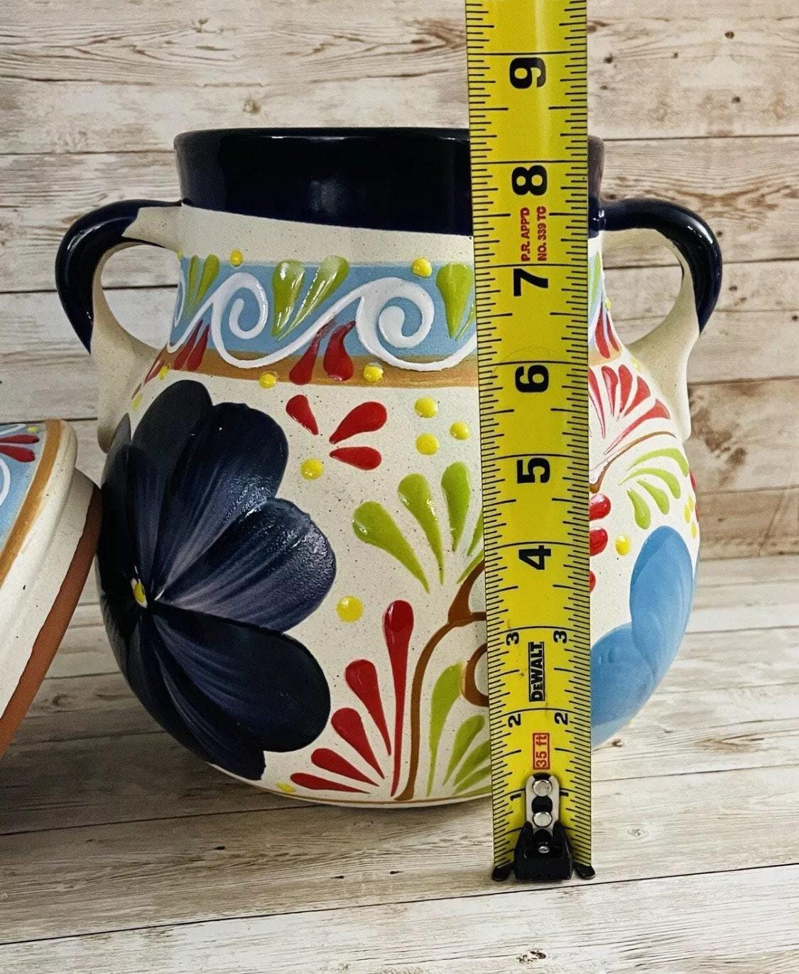Olla de Barro Frijolera con Tapa Terra Cota Pot with lid Fits Up To 128 Fl. Oz