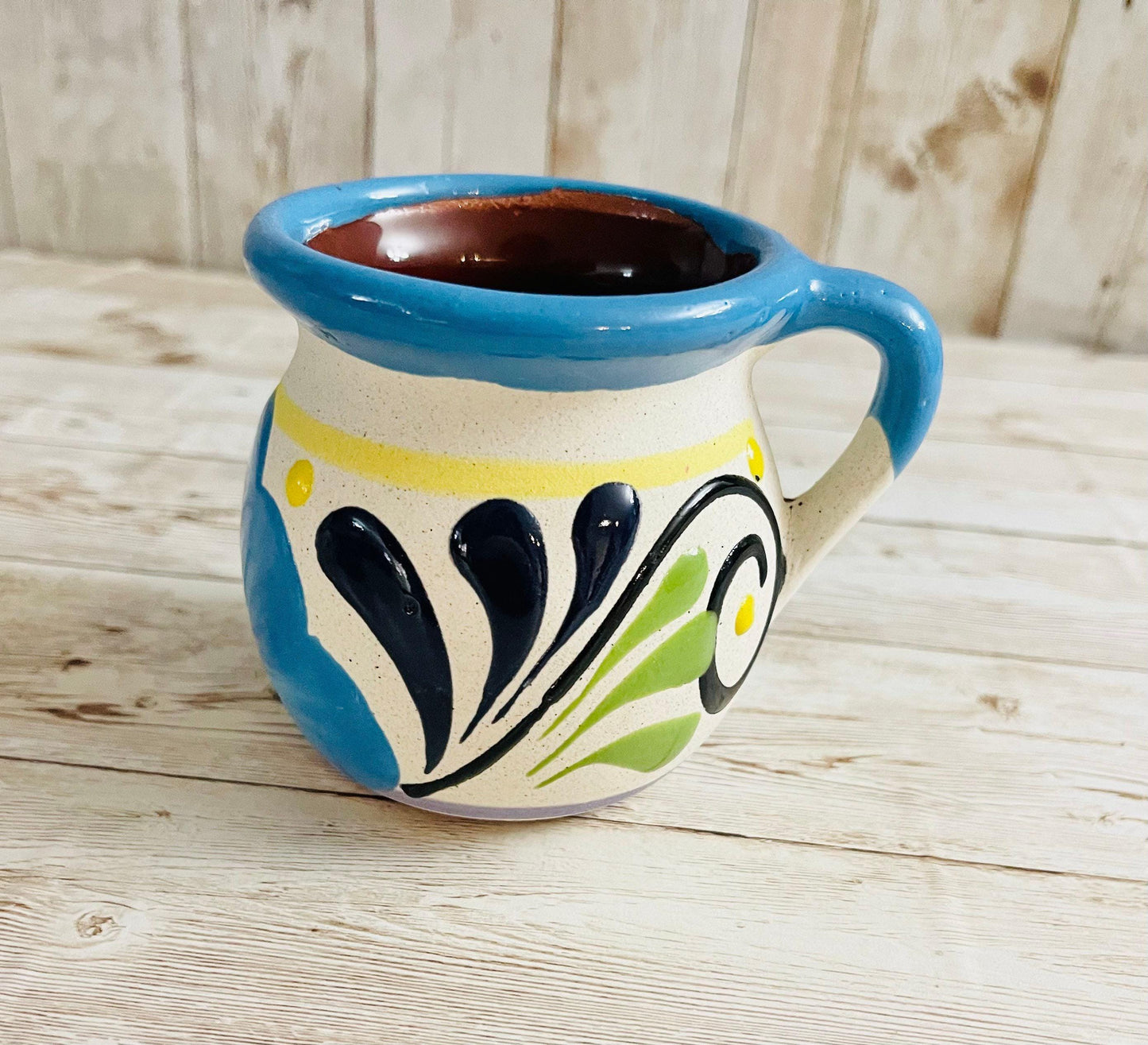 Terra Cotta Mexican Art Pottery Pitcher and Cups Jarra Artesanal Mexicana