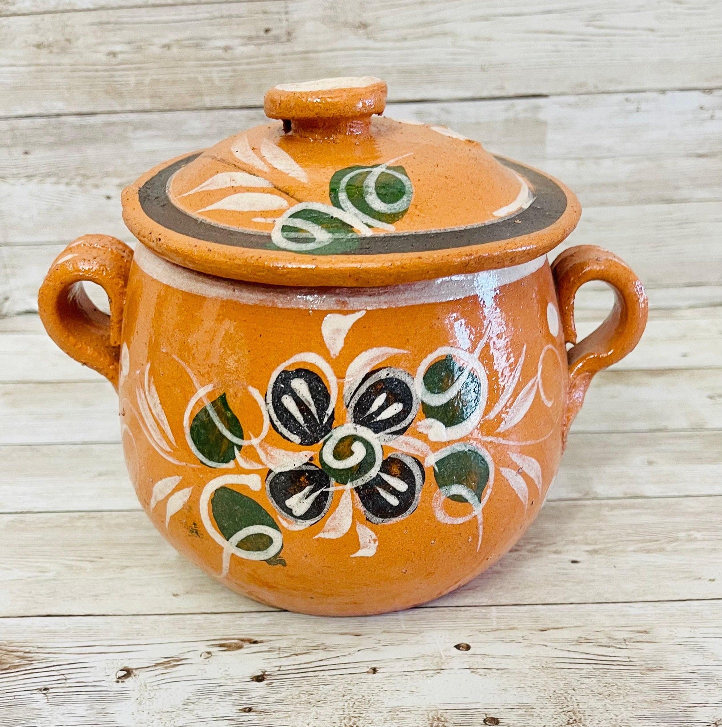 1 Liter Terra Cota Clay Pot for Beans Soups Olla Tonala de Barro para Caldos Frijoles Sopas 1 Litro