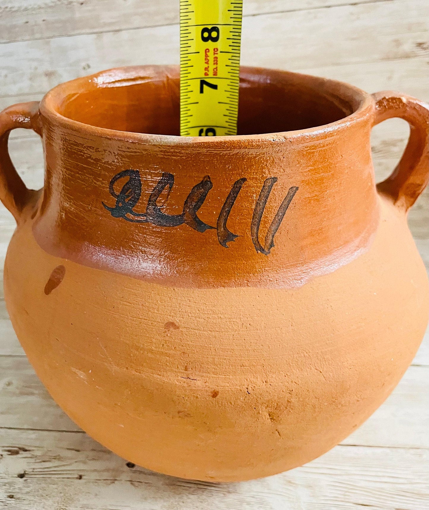 Olla de Barro Mexicana Frijolera Decorada Terra Cota Clay Pot
