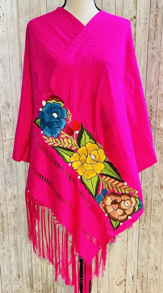 Embroidered Silk Handmade Mexican Shawls Rebosos Bordados en Ceda