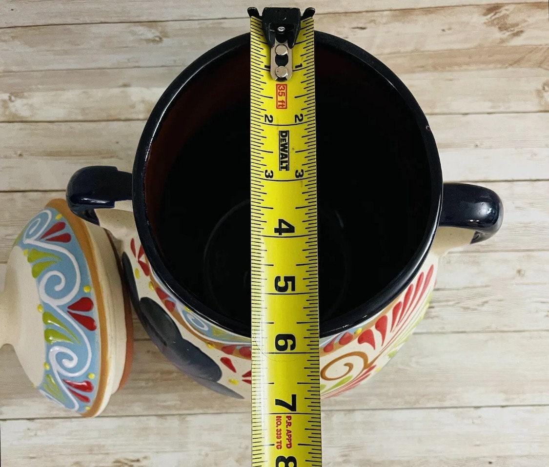 Olla de Barro Frijolera con Tapa Terra Cota Pot with lid Fits Up To 128 Fl. Oz