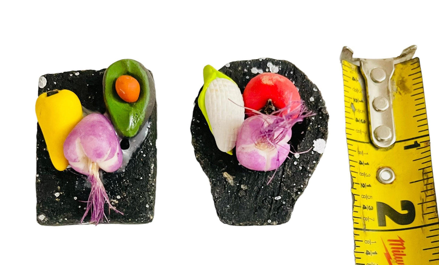 2 Miniature Mexican Mortal Molcajete & Metate 2 Mini Molcajete y Metate