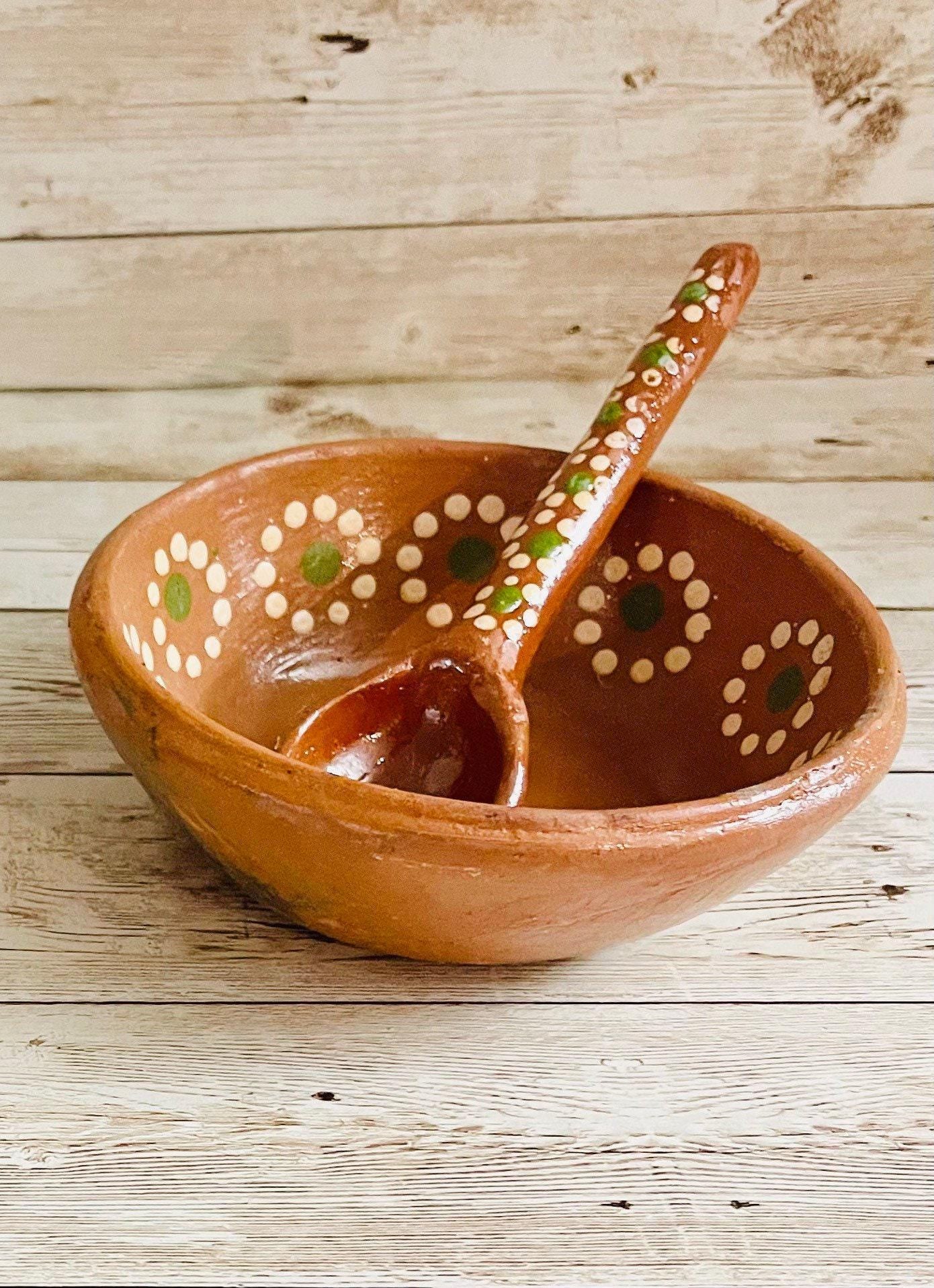 Mexican Casserole/Bowl with Spoon Cazuela Salsero de Barro con Cuchara