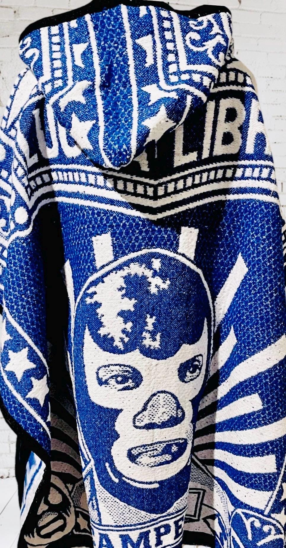 Mexican Poncho Gavan de Lucha Libre El Santo y Blue Demon