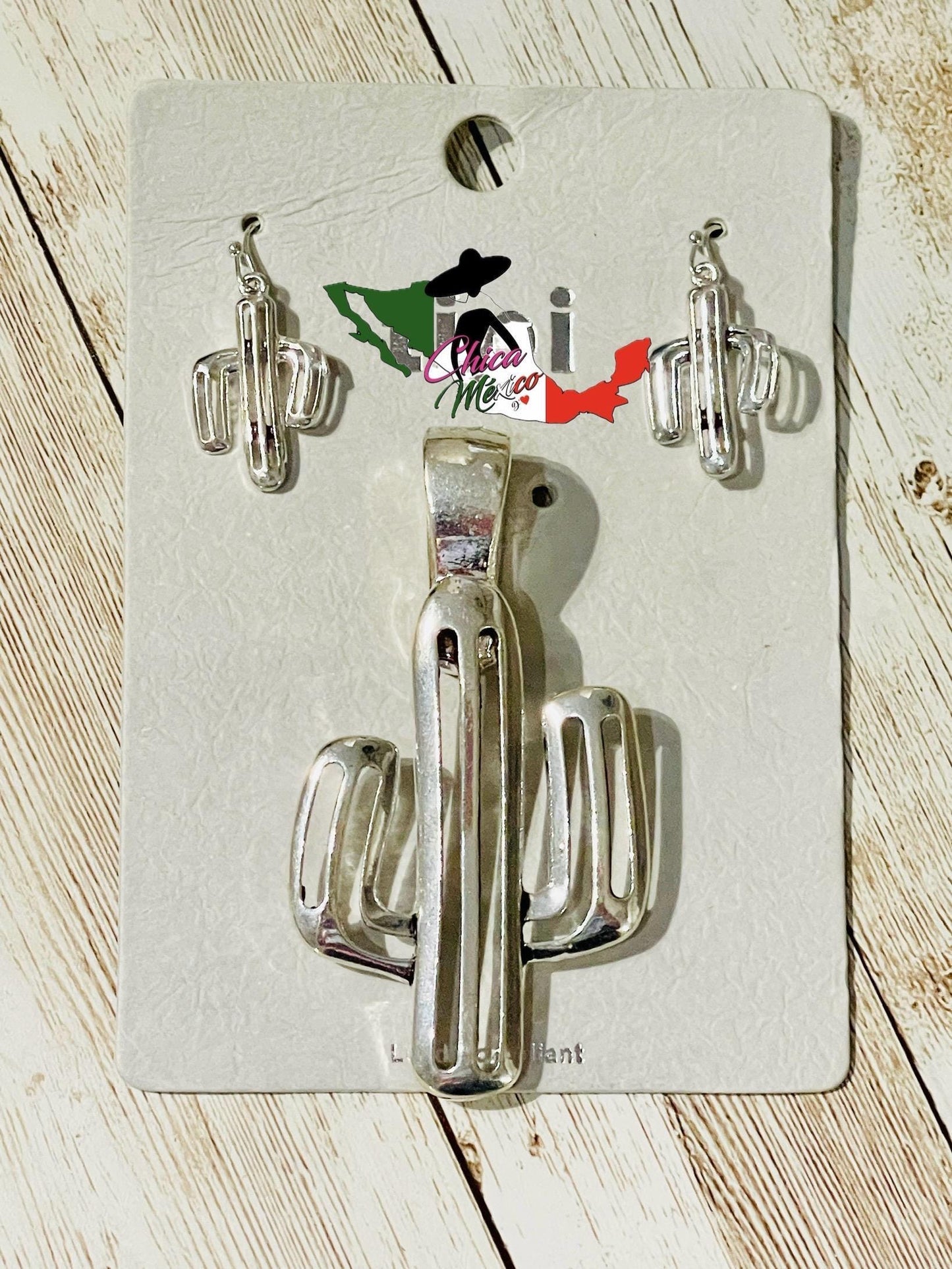 Cactus Hat Pendant Neklace Set With Earrings Dije De Cactus Con Aretes