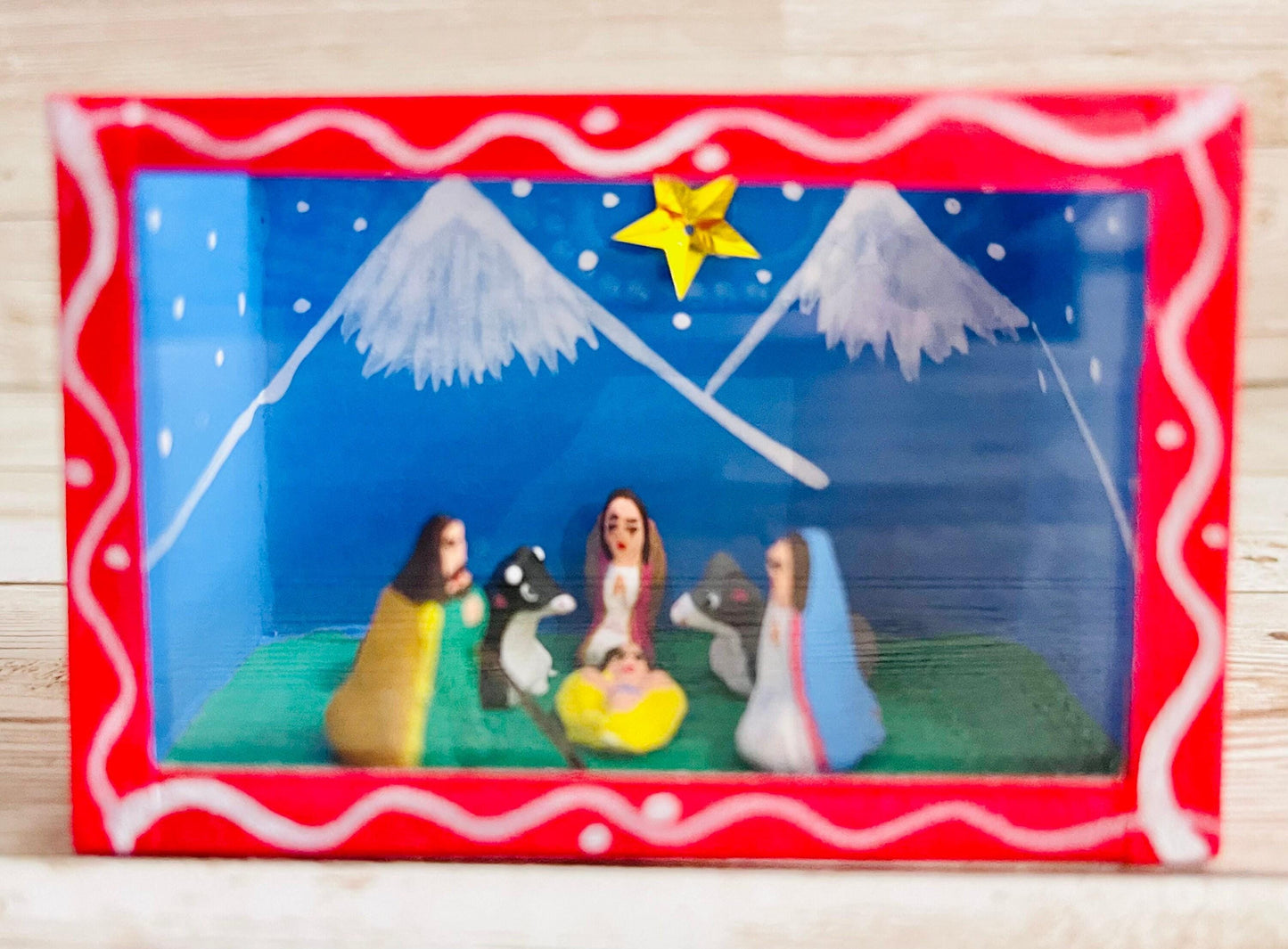 2 Nichos Mexicano De Nacimiento con Vitrina 2 Mexican Nativity Scenes Shadow Box