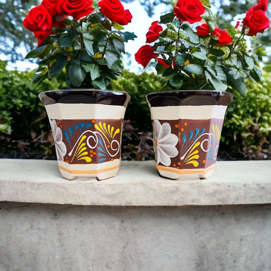 2x Terracota Pottery Mexican PlanterFlower Pot Macetero De Barro Mexicano