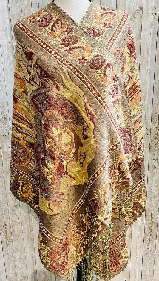 Virgin Mary Mexican Shawls Rebosos Wraps Rebosos de La Virgen Maria con Emiliano Zapata y Montezuma