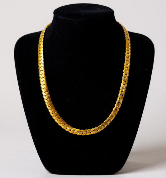 Unisex Classic Cuban Gold Tone StainlessSteel Necklace and Bracelet