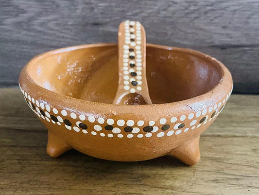 Salsero oh Molcajete De Barro con Cuchara Terracota Salsa Molcajete Clay Bowl with Spoon