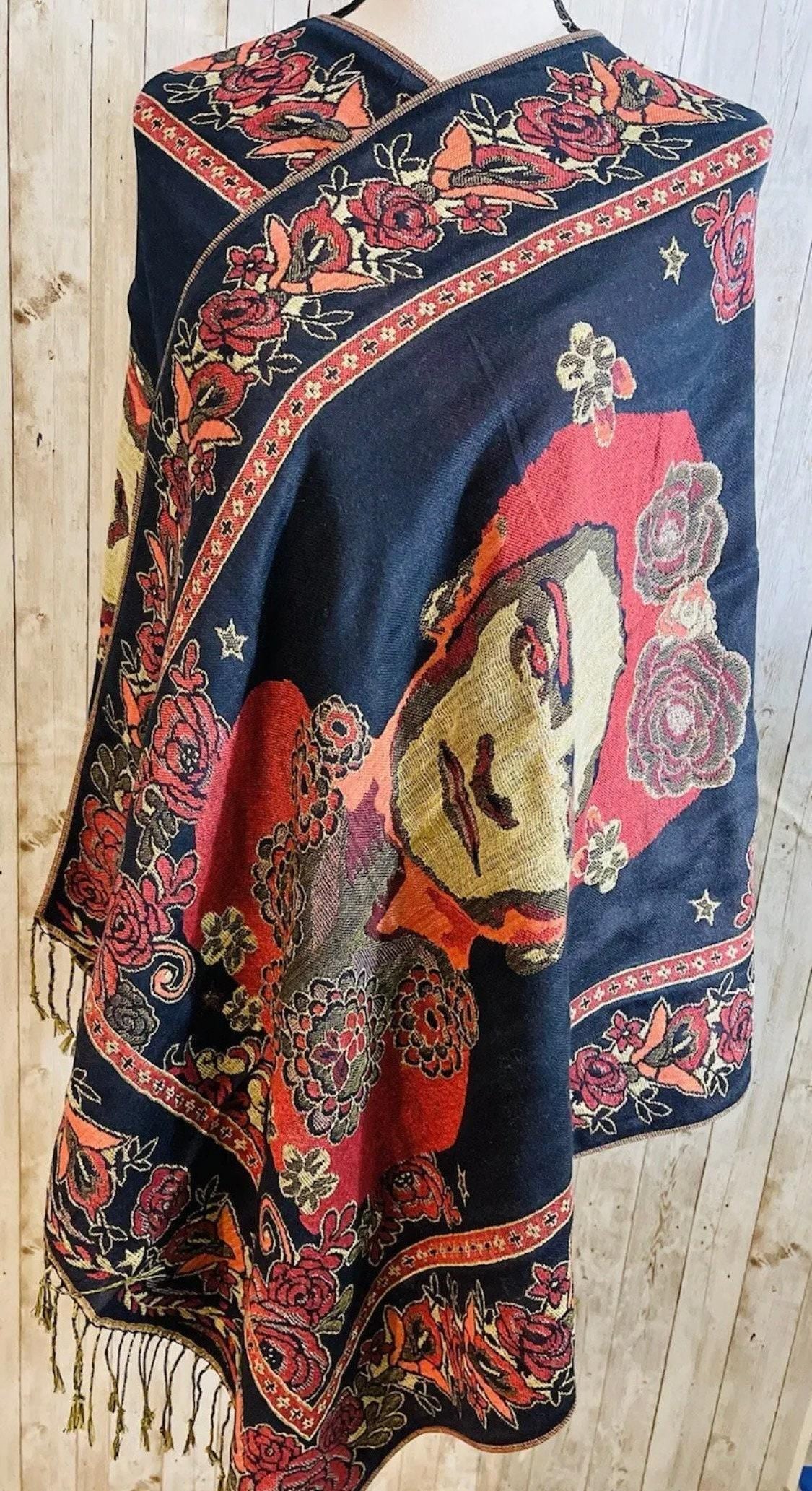 Artesenal Mexican Frida Kahlo Shawl Wrap Reboso Pashima Artesanal Mexicano de Frida Kahlo
