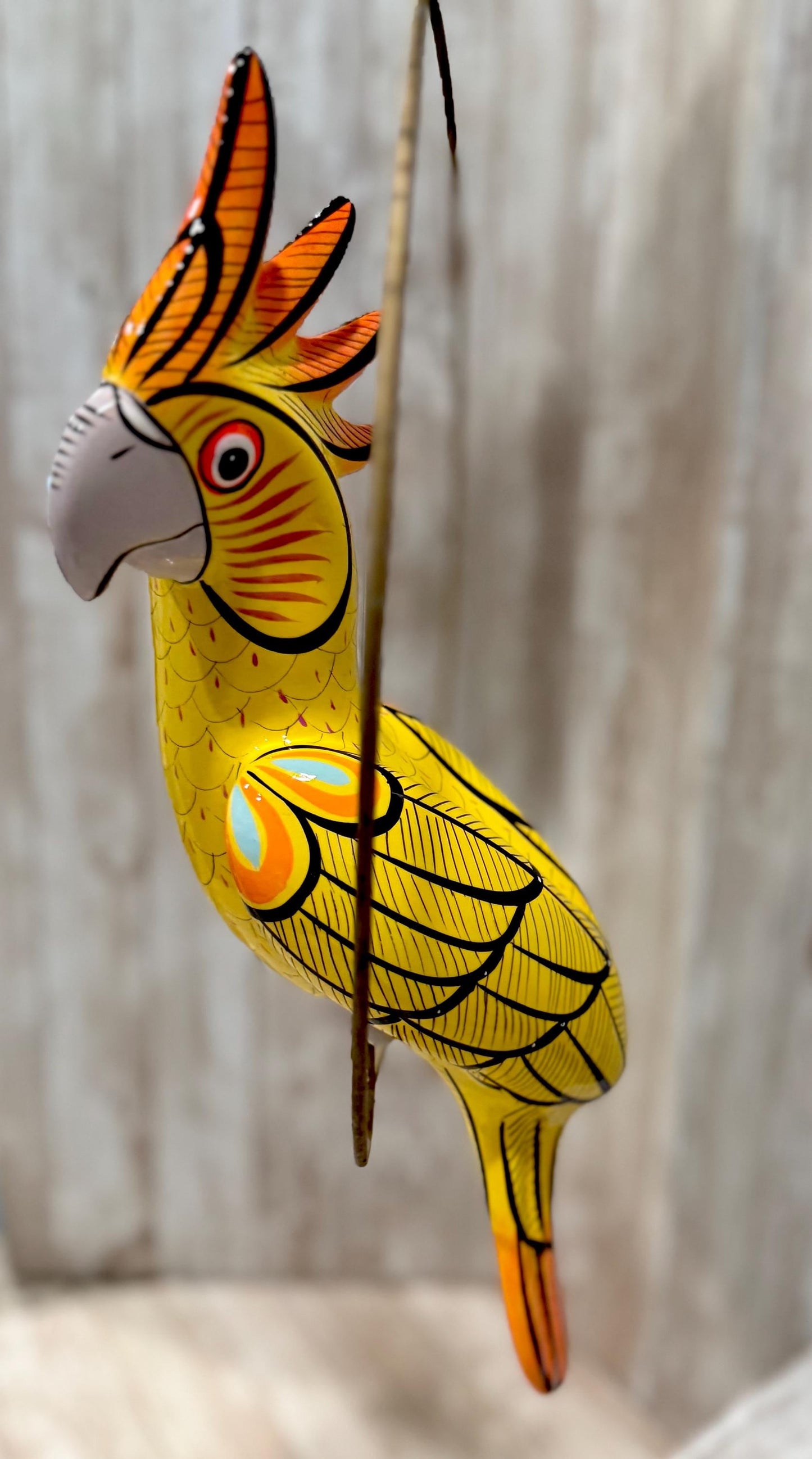 Hanging Exotic Bird in Ring Mexican Pottery Ceramic Pajaro De Cerámica
