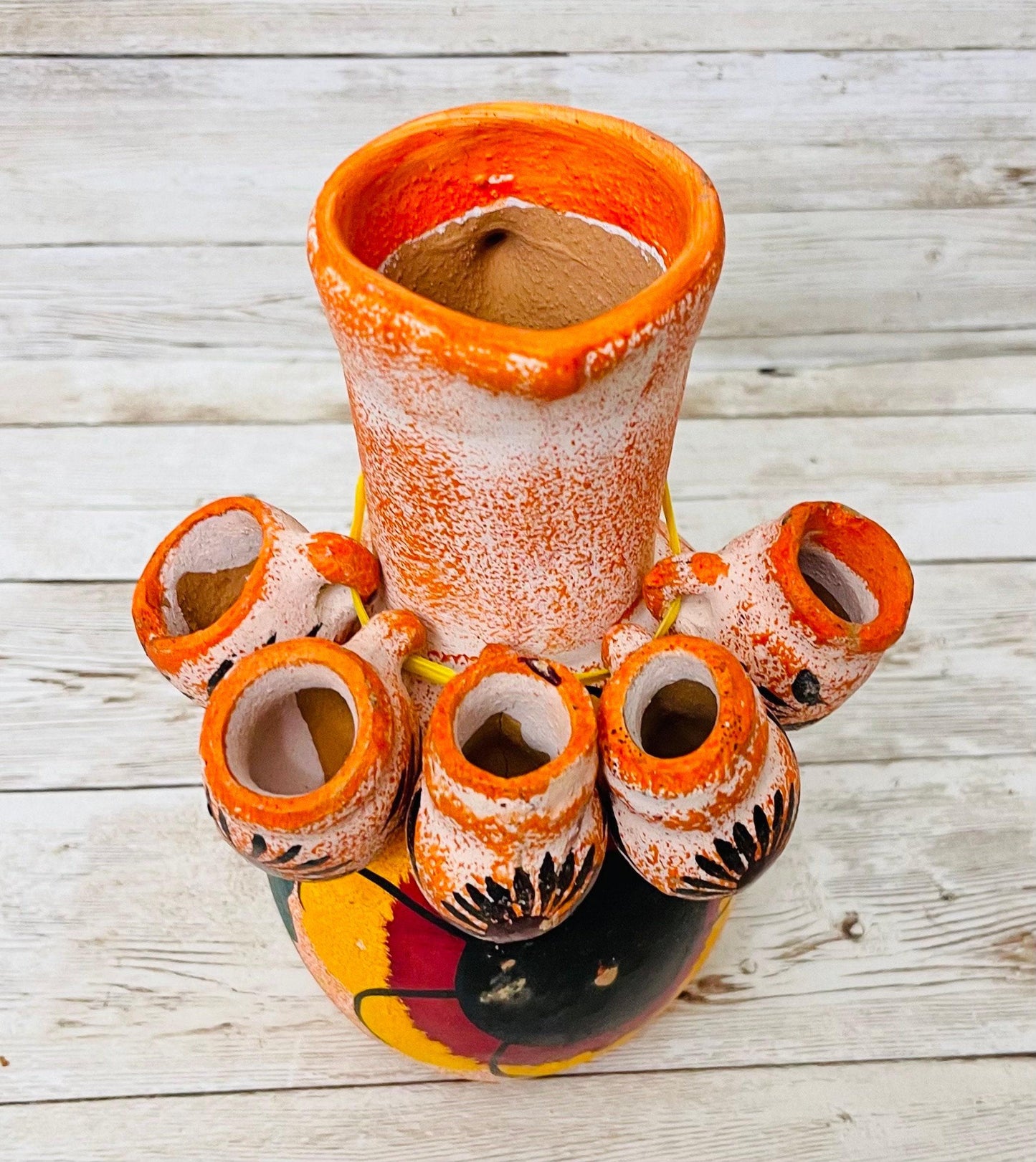 Terra Cotta Mexican Art Pottery Tequilero With 5 Mini Jarritos Licorera Artesanal Mexicana con 5 Mini Jarritos