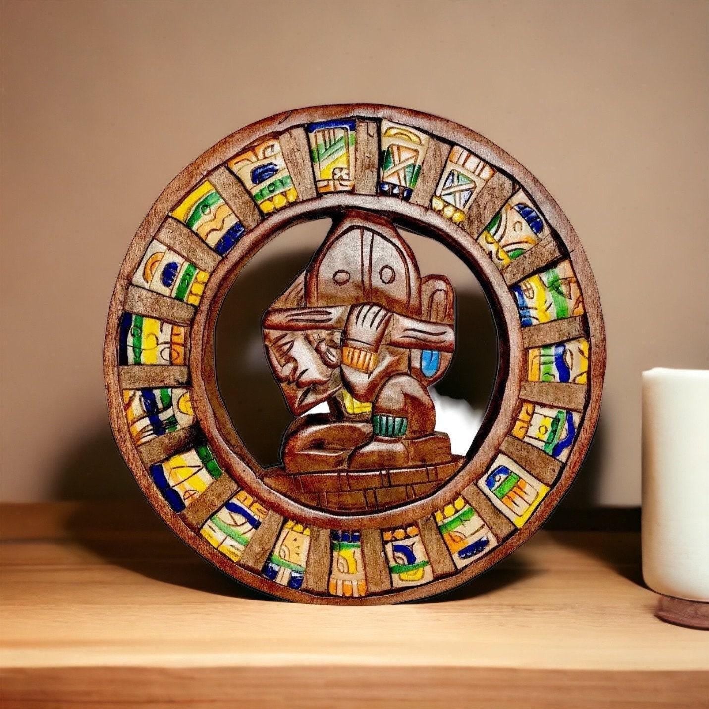 Wood Aztec Calendar Mexican Wall Art Artesanias Mexicanas Calendario Azteca De Madera