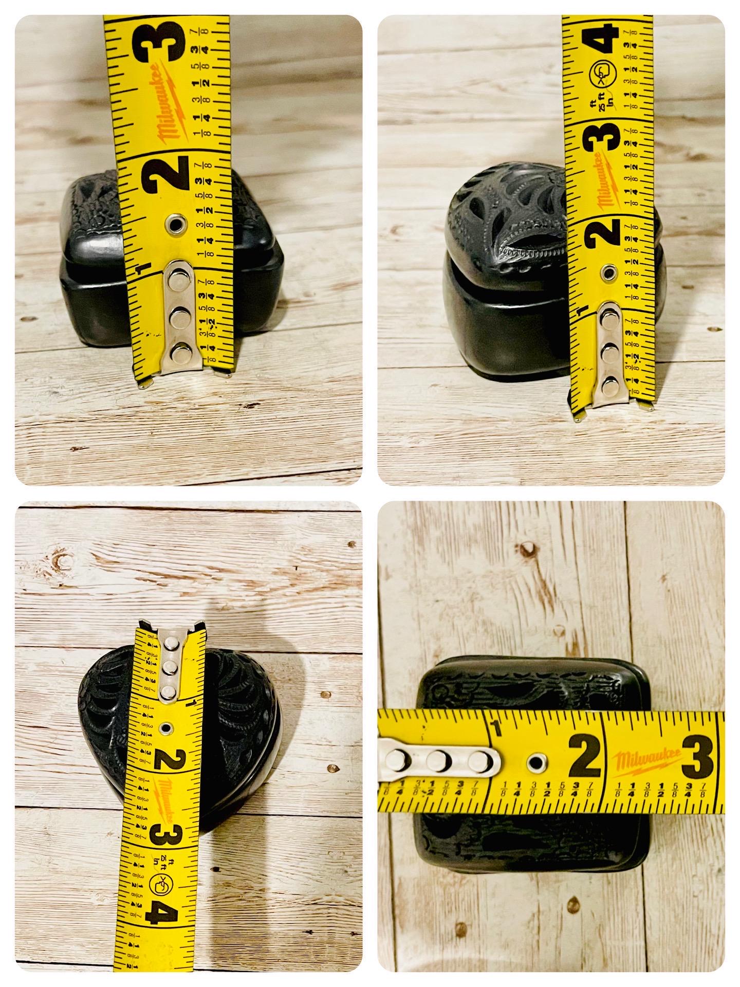 2x Mexican Artesanal Black Oaxaca Clay Handmade Jewelry Boxes 2x Joyeros Artesanales Mexicanos de Barro Negro de Oaxaca