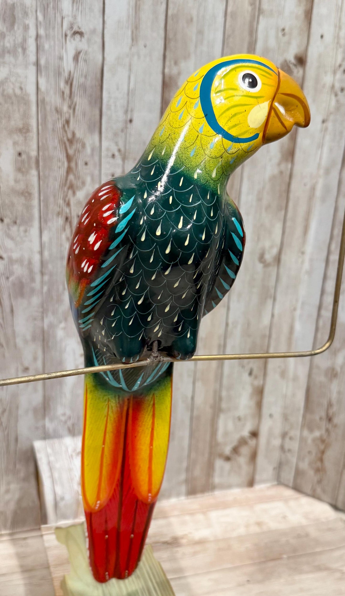 Hanging Exotic Bird in Ring Mexican Pottery Ceramic Pajaro De Cerámica