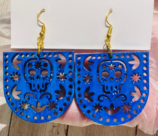 2x Day of the Dead Earrings 2 Pares de Aretes de Dia de Muerto