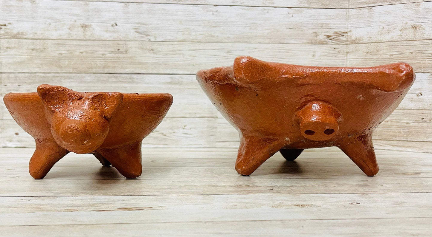 2x Authentic Mexican Pig Molcajetes 2 Molcajete Mexicanos de Barro en Forna de Marranito