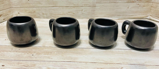 Black Oaxacan Mexican Art Pottery Capuccino Expresso Coffee Tea Mugs Tazas de Barro Negro Artesanal Mexicano Hechas en Oaxaca