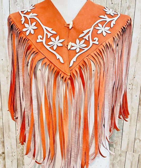 Cowboy Western Shoulder Cape with Fringes Chaleco/Capa Vaquero con Flecos Size Small/Medium