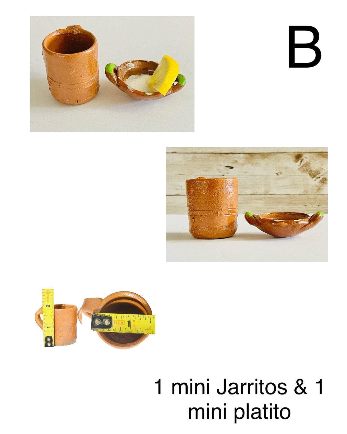 Mini Cantaritos for Tequila Shots with Mini Plates Mini Tequileros Y Cazuelitas de Barro