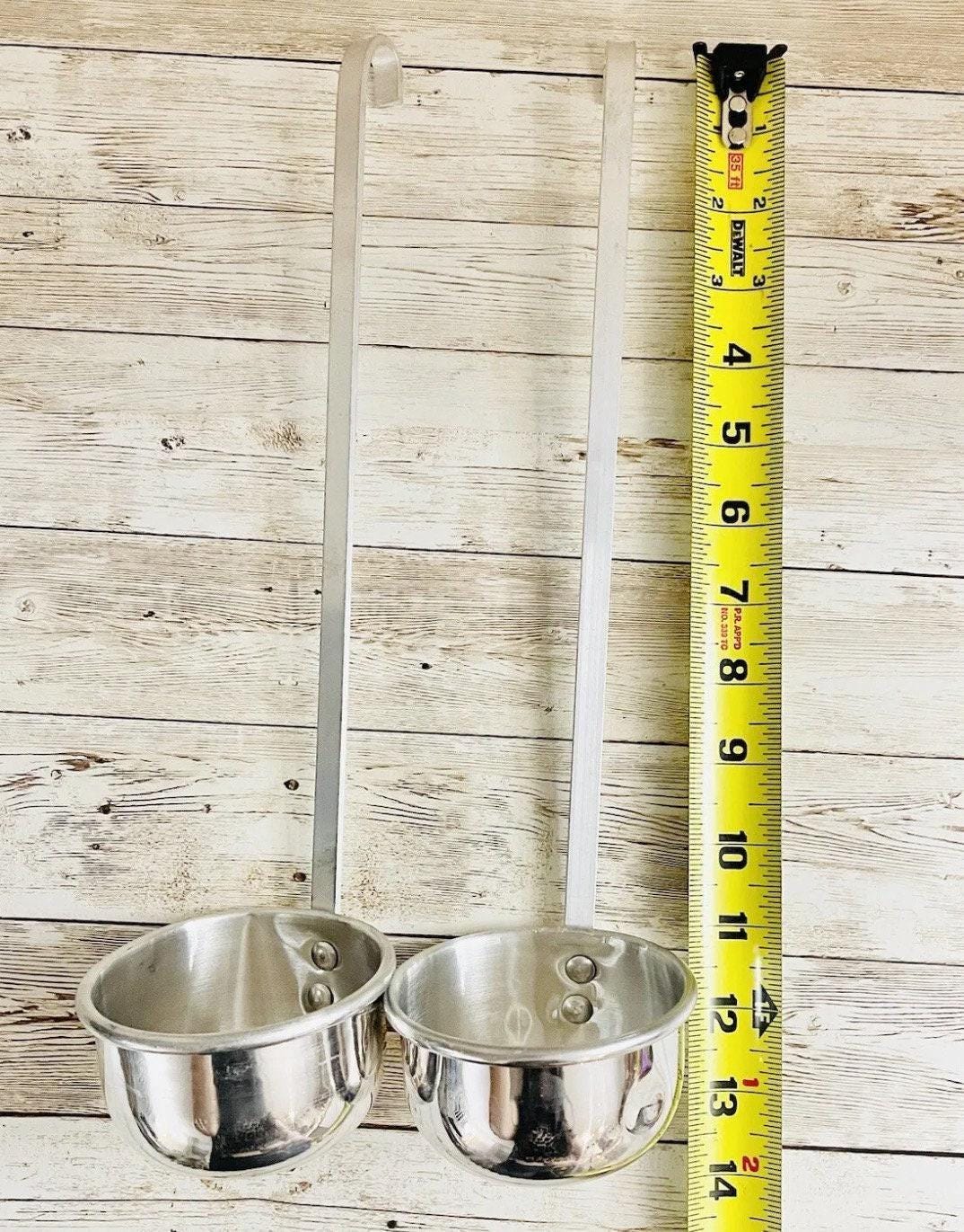 Mexican Ladle Aluminum Hooked Handle Spoon for Vitrolero Lemonade Soup Cucharon De Aluminio Mexicano