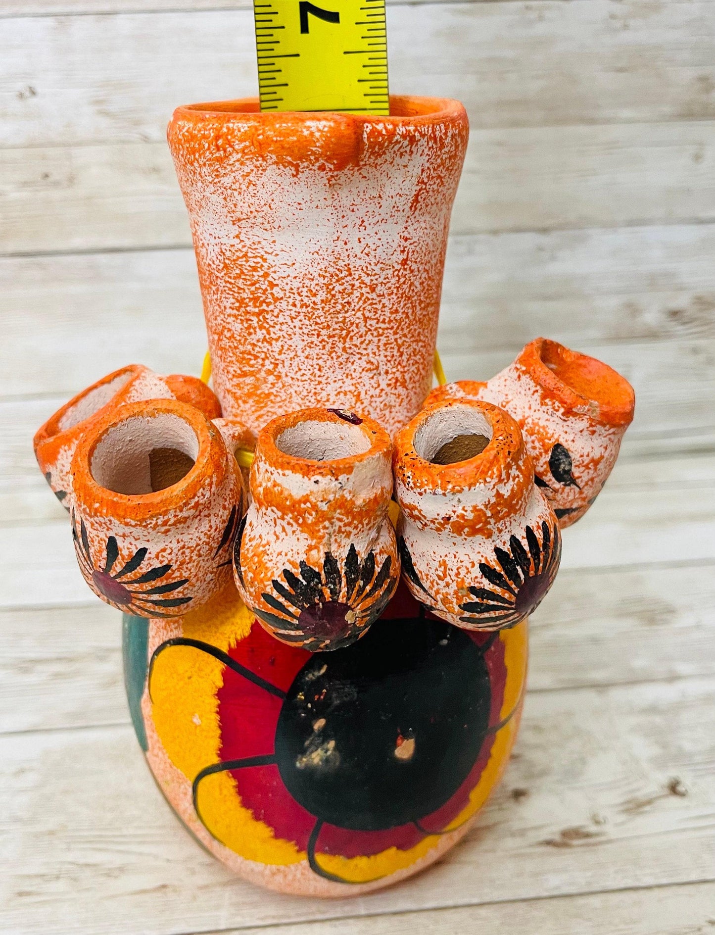 Terra Cotta Mexican Art Pottery Tequilero With 5 Mini Jarritos Licorera Artesanal Mexicana con 5 Mini Jarritos