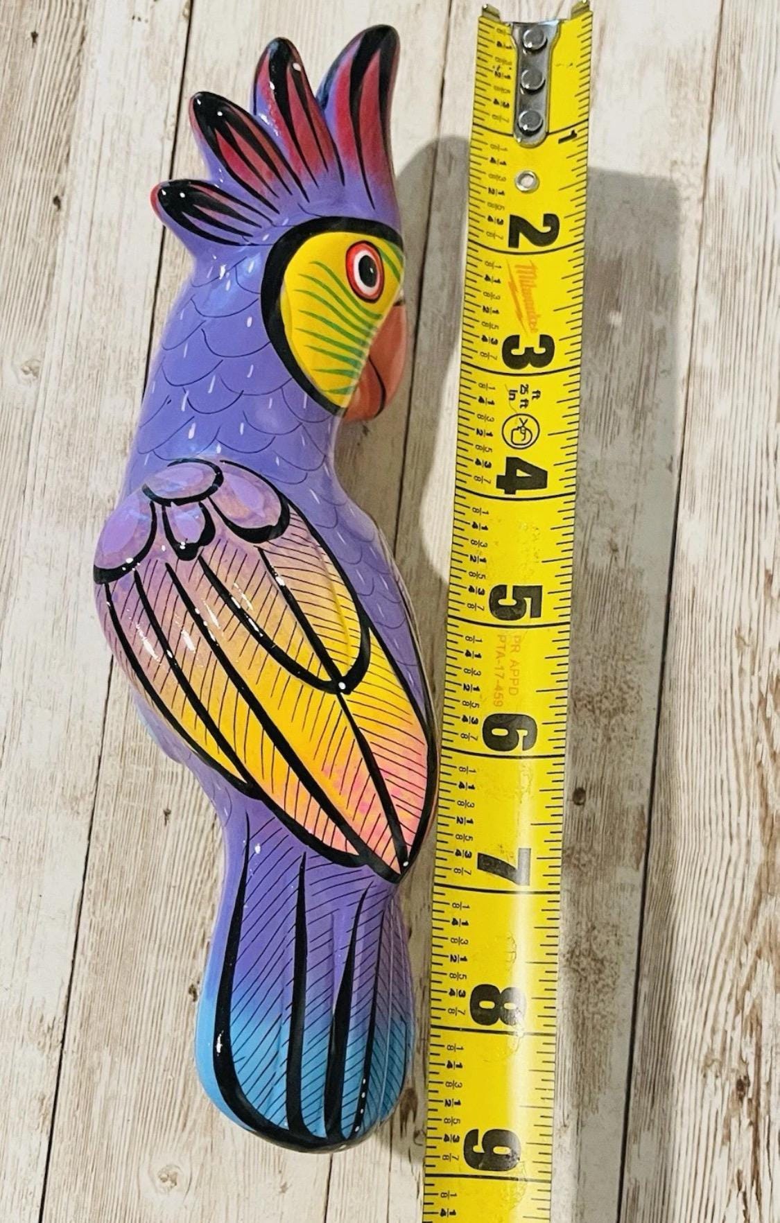 Hanging Exotic Bird in Ring Mexican Pottery Ceramic Pajaro De Cerámica