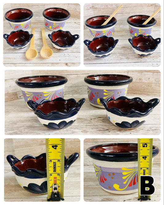 Terra Cota Mexican Clay Salsa Bowls Platos Salseros de Barro