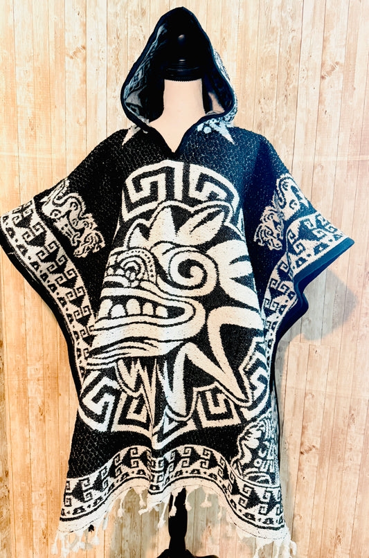 Poncho Mexicano Calendario Azteca Con Gorro Mexican Aztec Calendar Poncho with Hoodie