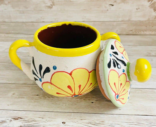 Terra Cotta Mexican Art Pottery Sugar Pot Azucarera Mexicana Engove