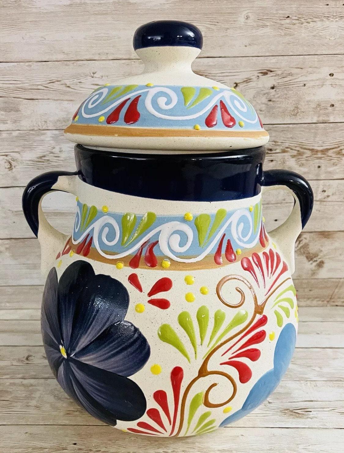 Olla de Barro Frijolera con Tapa Terra Cota Pot with lid Fits Up To 128 Fl. Oz