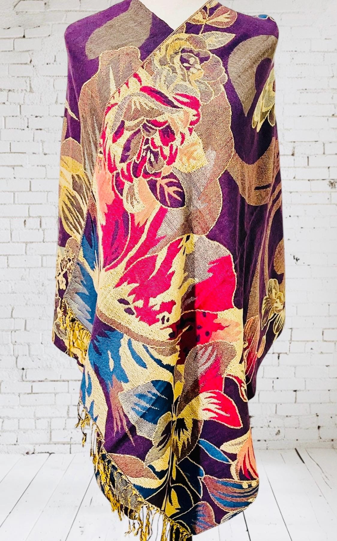 Artesenal Hummingbird Thin Shawl Wrap Reboso Pashima Artesanal Mexicano Delgado de Colibri