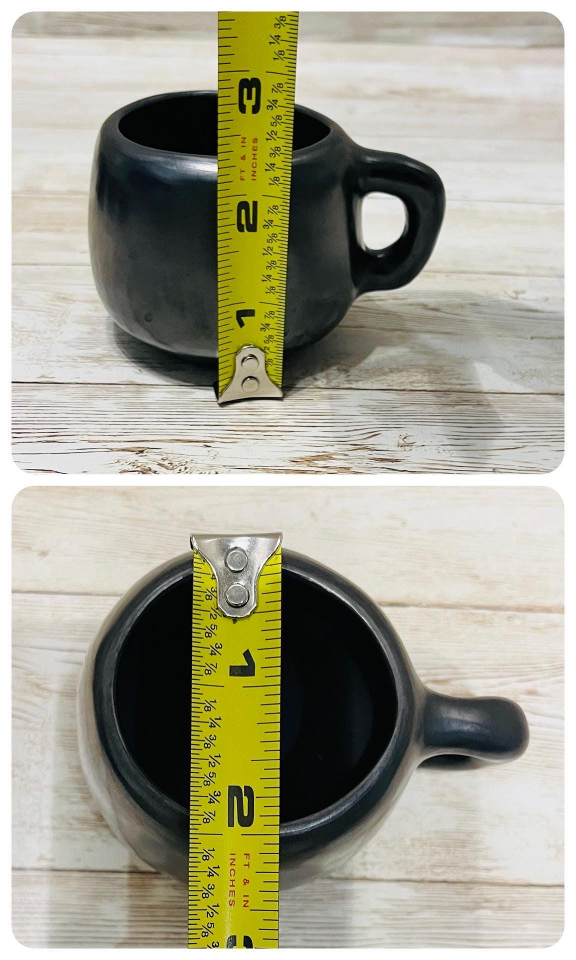 Black Oaxacan Mexican Art Pottery Capuccino Expresso Coffee Tea Mugs Tazas de Barro Negro Artesanal Mexicano Hechas en Oaxaca