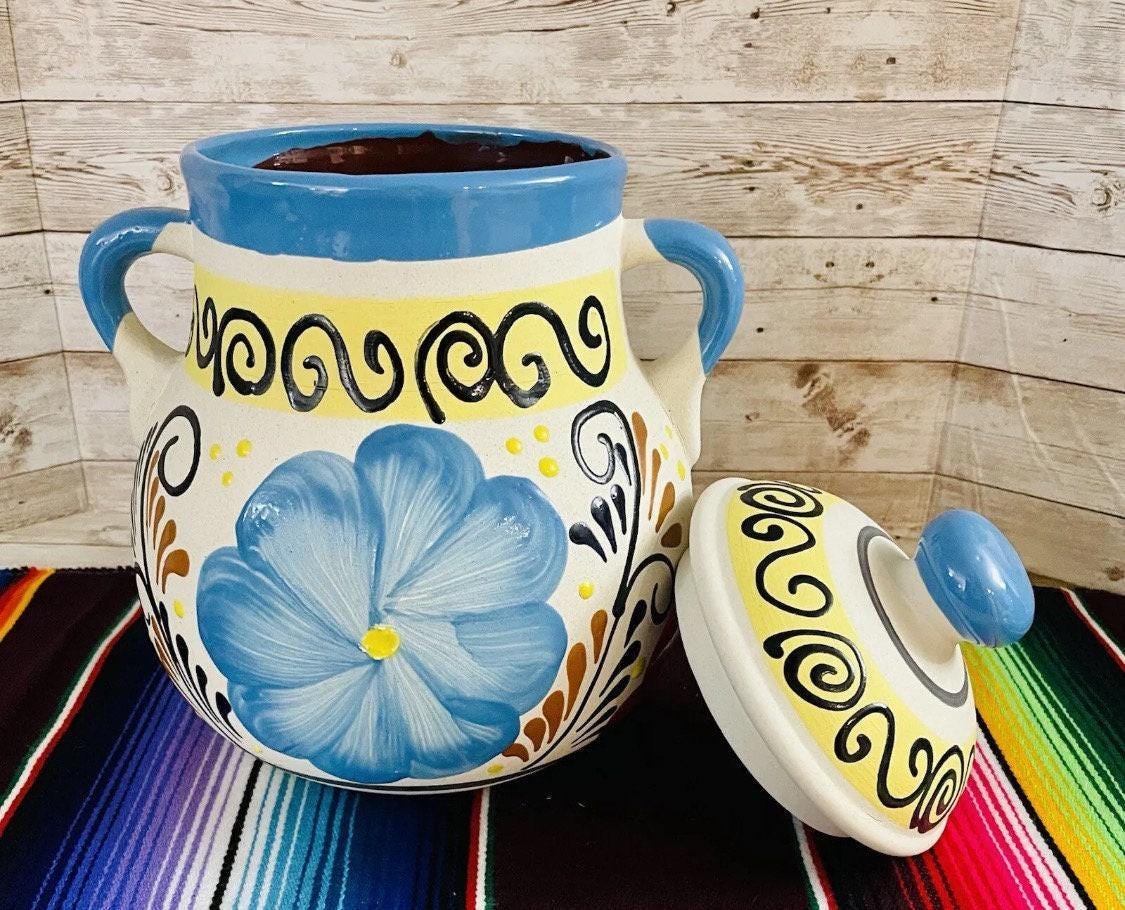 Olla de Barro Frijolera con Tapa Terra Cota Pot with lid Fits Up To 128 Fl. Oz