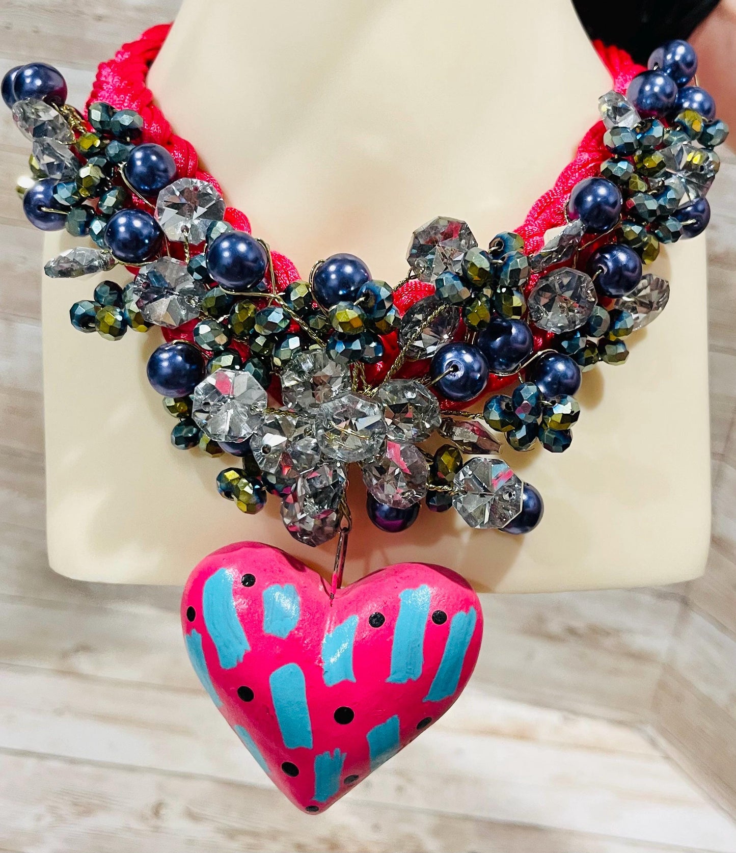 Mexican Artesanal Palm Leaf Heart Shaped Necklace Collar Artesanal Mexicano de Corazon