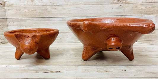 2x Authentic Mexican Pig Molcajetes 2  Molcajete Mexicanos de Barro en Forna de Marranito