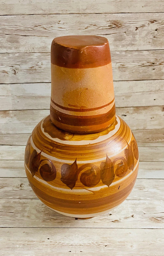 Mexican Clay WaterJug & Cup Botellón Garrafón de Barro Mexicano