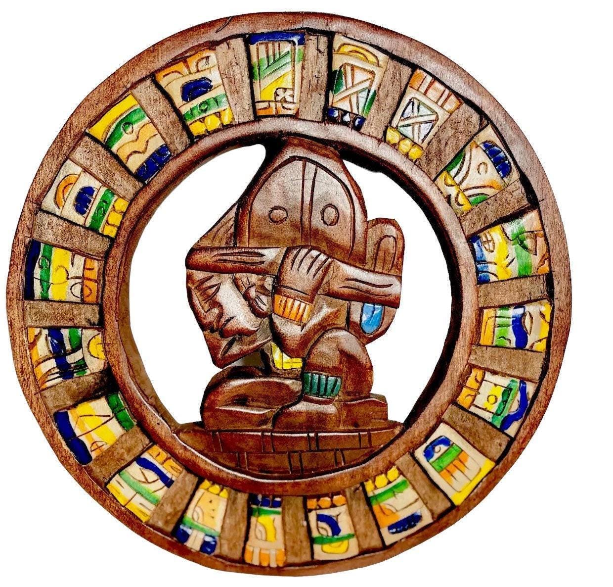 Wood Aztec Calendar Mexican Wall Art Artesanias Mexicanas Calendario Azteca De Madera