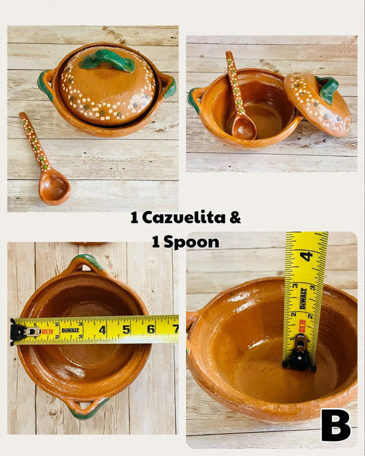 Mexican Casseroles Cazuelas de Barro con Tapa y Cucharas