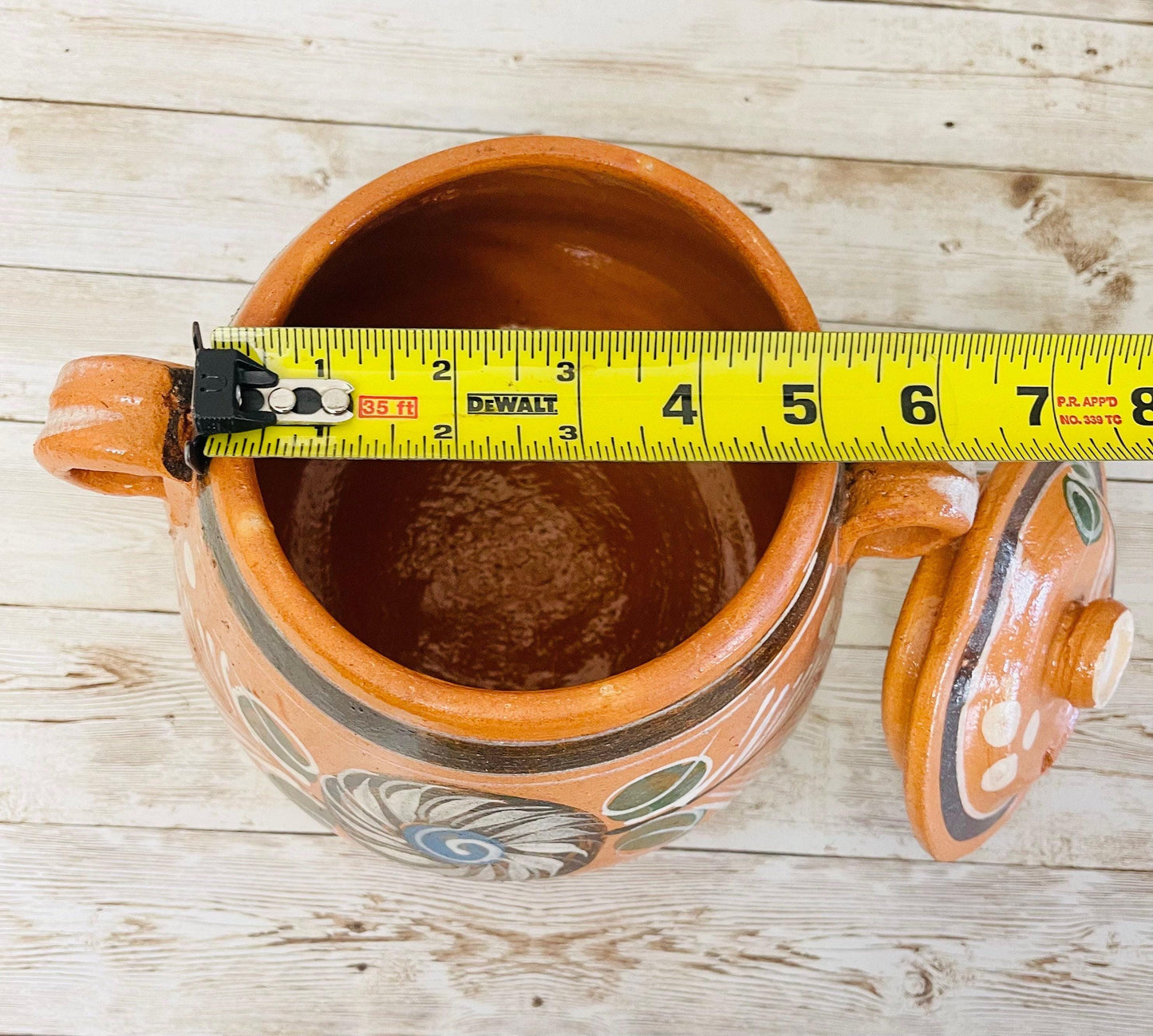 2 Liter Terra Cota Clay Pot for Beans Soups Olla Tonala de Barro para Caldos Frijoles Sopas 2 Litros