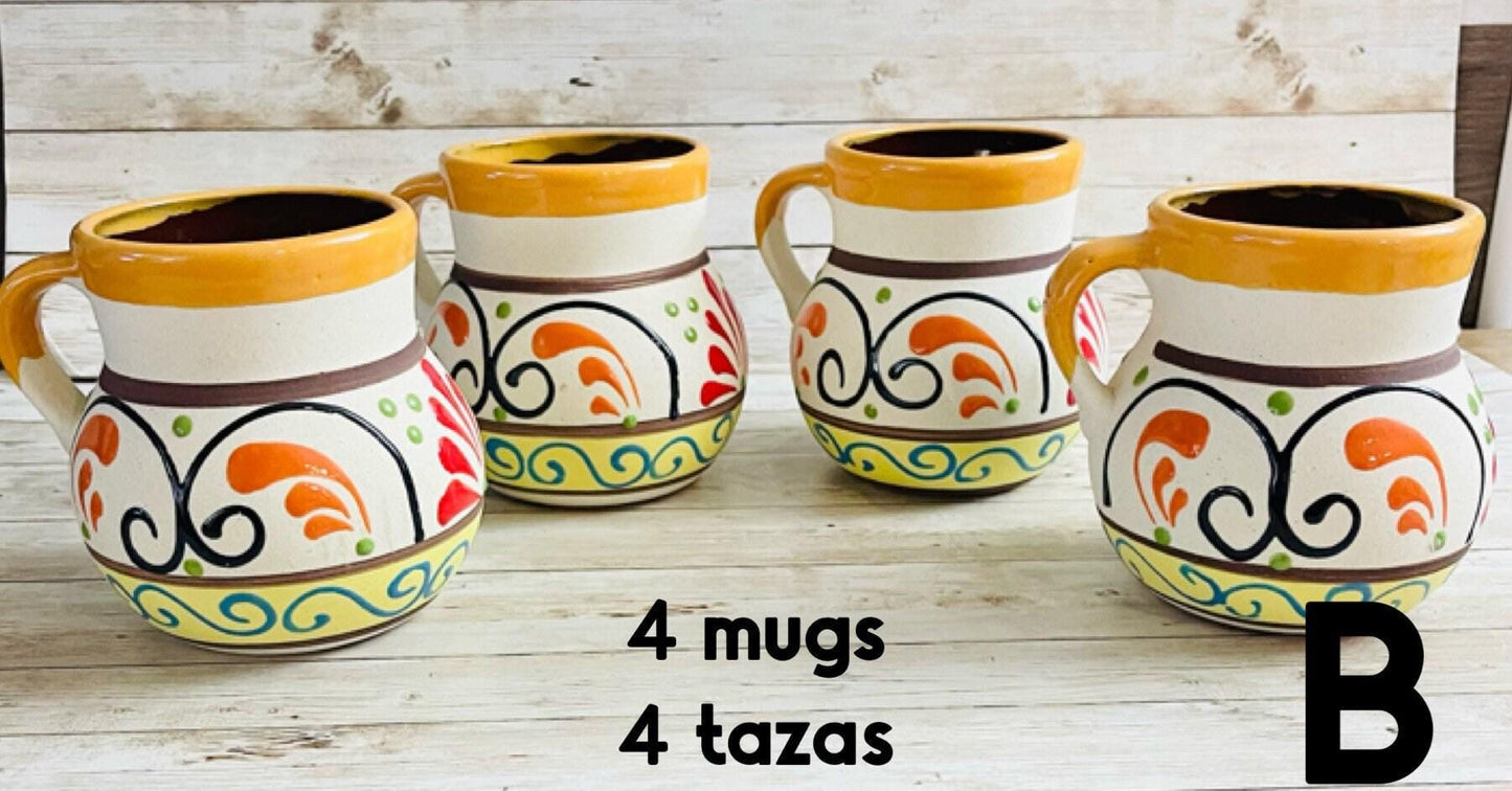 Mexican Jumbo Terracota Pottery Mugs Tazas de Barro Grandes Artesanales Engove