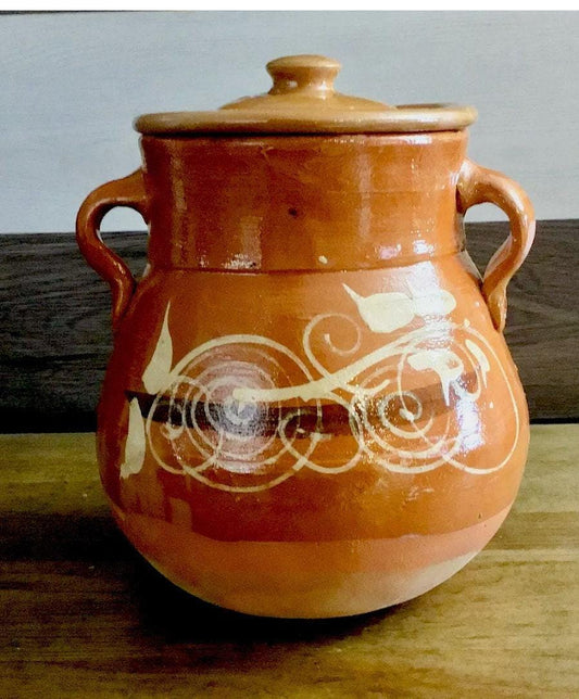 Olla de Barro Decorada con Tapa Clay Pot with lid Fits Up To 1 Kg Terracota Pot