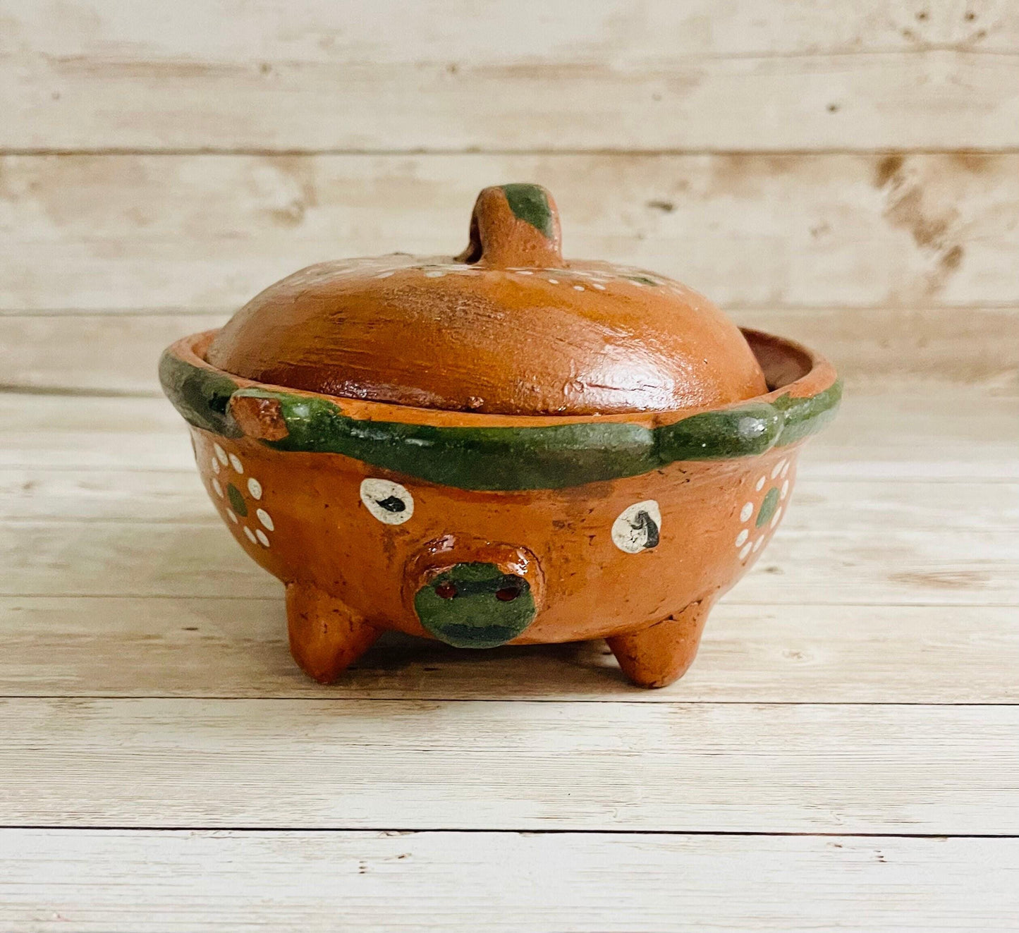 Terra Cotta Mexican Pottery Salsa Pig Bowl with or Without Spoon Salsero de Barro Mexicano con oh sin Cuchara de Barro