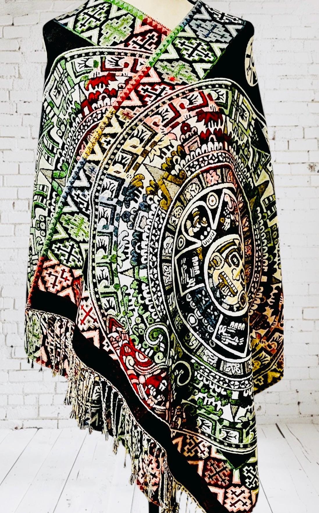 Maya Calendar Mexican Thin Shawl Wrap Reboso Mexicano de Calendario Maya/Azteca Delgado