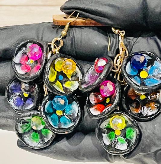 Mexican Artesanal Mini Clay Plate Earrings Aretes Artesanales Mexicanos de Platitos de Barro