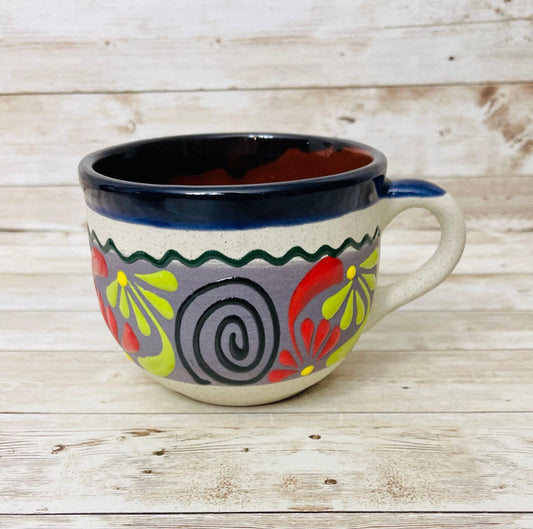 Terra Cotta Mexican Art Pottery Cereal Large Mug Tazon Para Cereal oh Sopa de Barro Mexicano