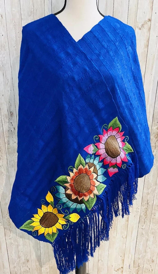 Mexican Embroidered Shawl Wrap Cover Reboso Mexicano Bordado